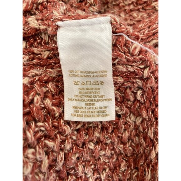 Free People Open Knit Maroon And Cream Marled  Sweater L - Picture 4 of 4